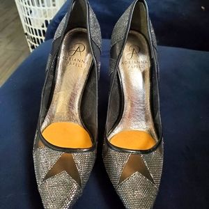 Adrianna Papell silver black heels
